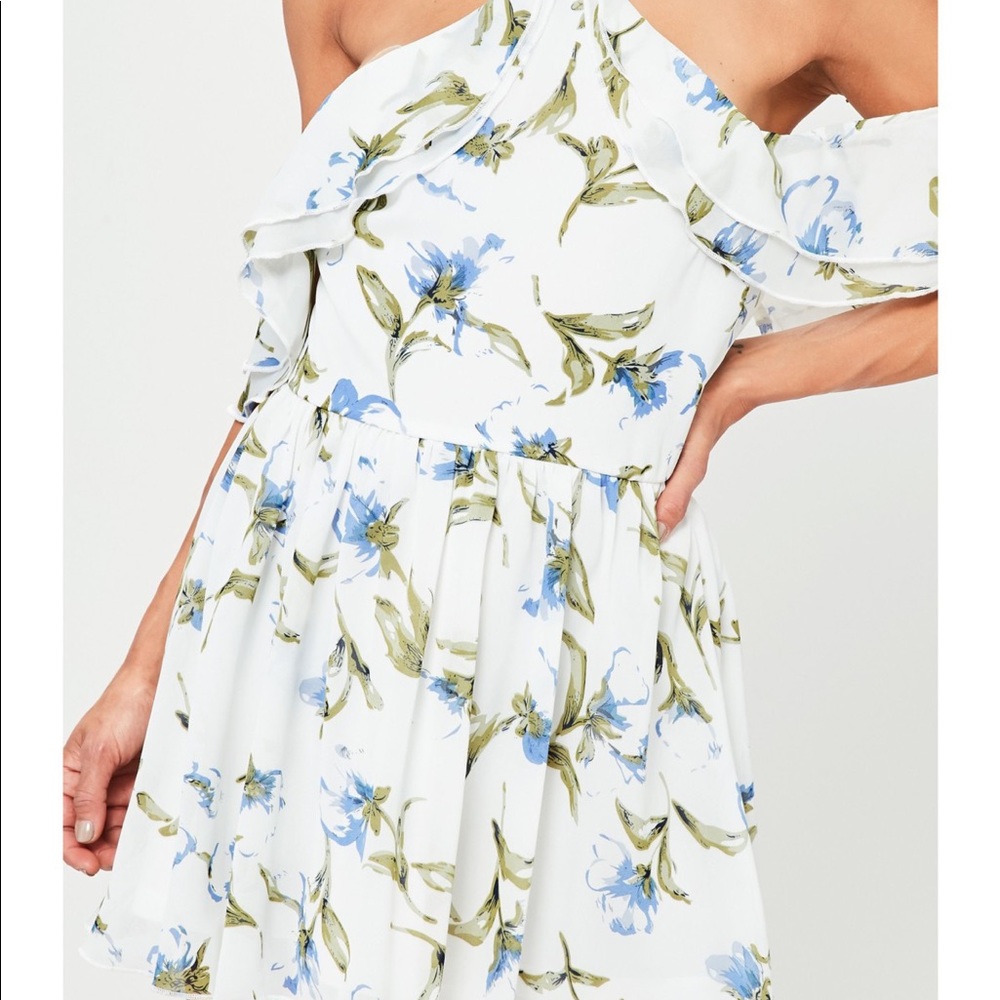 Missguided floral off the shoulder flare dress